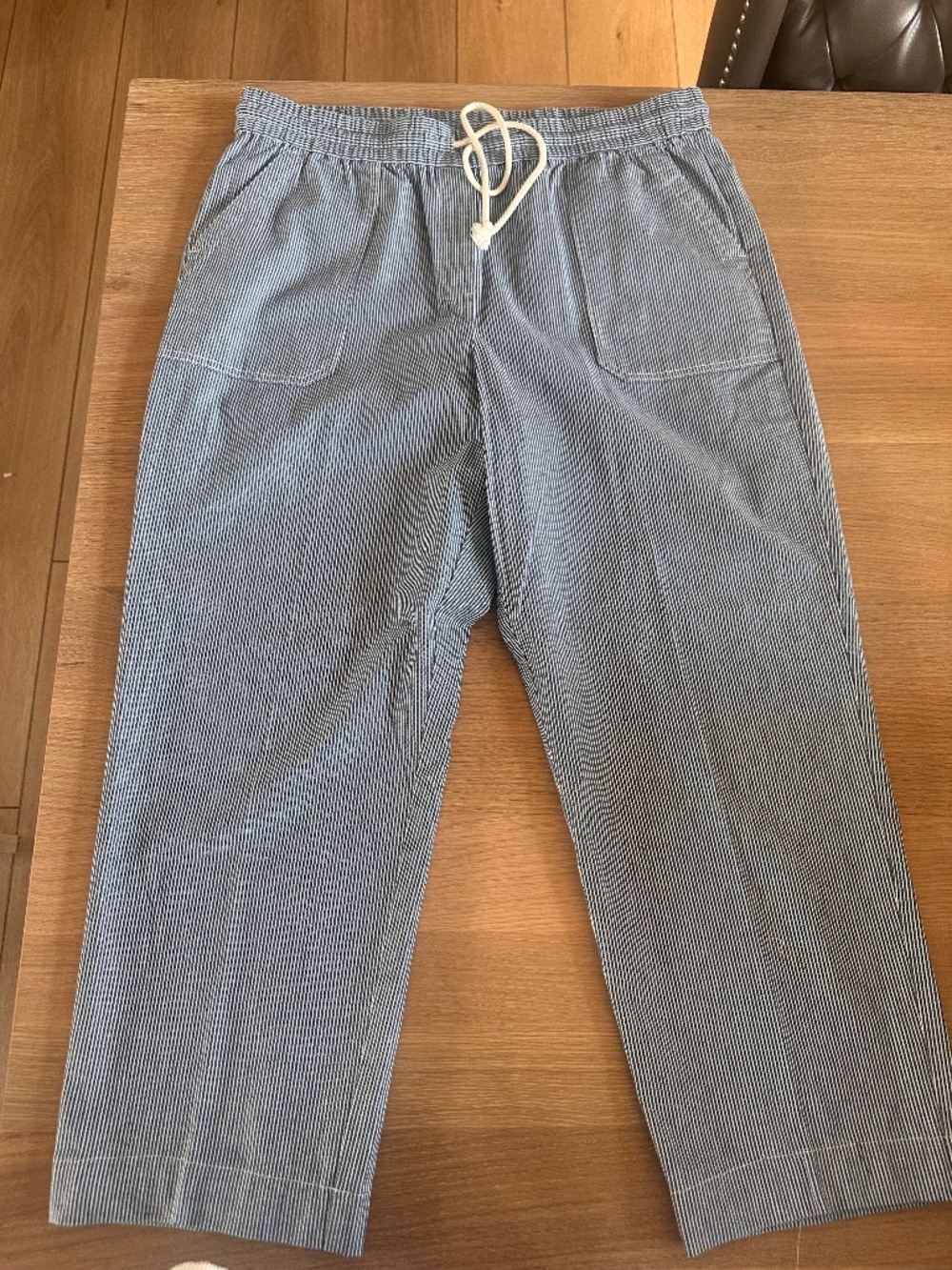 Talbots Railroad Stripe Wide Leg Cotton Draw String Pant